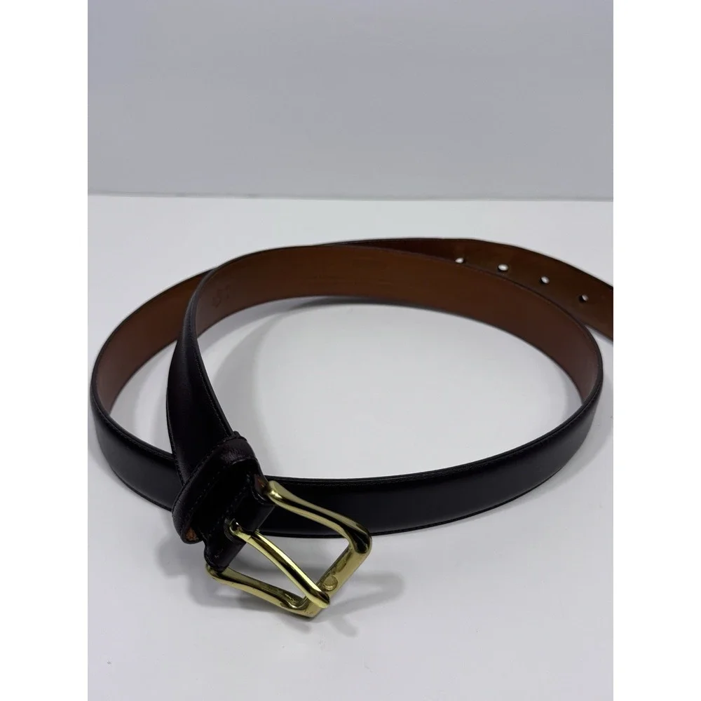 Coach Men Brown Leather Belt Brass Buckle Size 38 Luxury Designer Modern Career